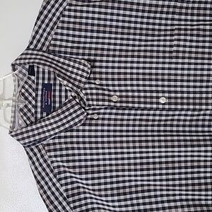 Roundtree & Yorke Black & White Checkered Short Sleeve Button Up Shirt - 4XT